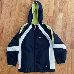 Athletic Works Reversible Zip Front Hooded Jacket Blue White Lime Girls S (6-6X)
